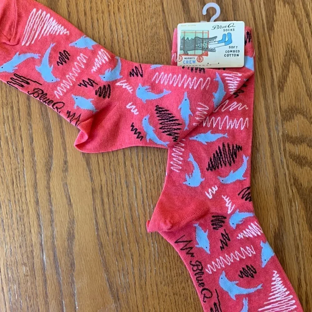 Blue Q Women’s Cotton Crew Socks Dolphins
